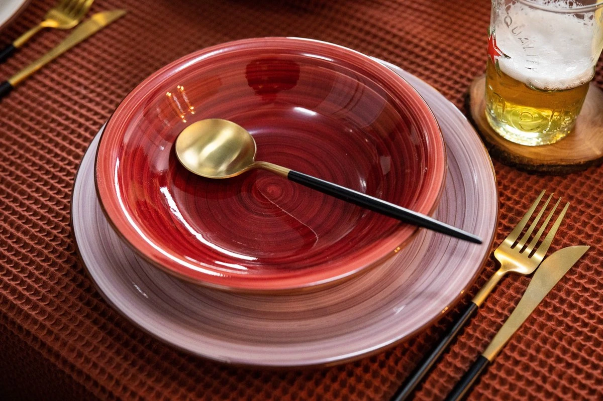 Tavola - Diepe Borden - Kleurrijk - Ø21cm - (6 Stuks) 4 Tavola - Diepe Borden - Kleurrijk - Ø21cm - (6 Stuks) - Afbeelding 2