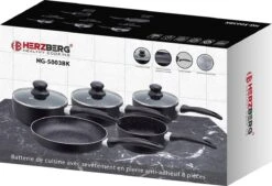 Herzberg HG-5003BK: 8 Pieces Marble Cookware Set - Black -Woonkeuken Winkel 1200x819 1