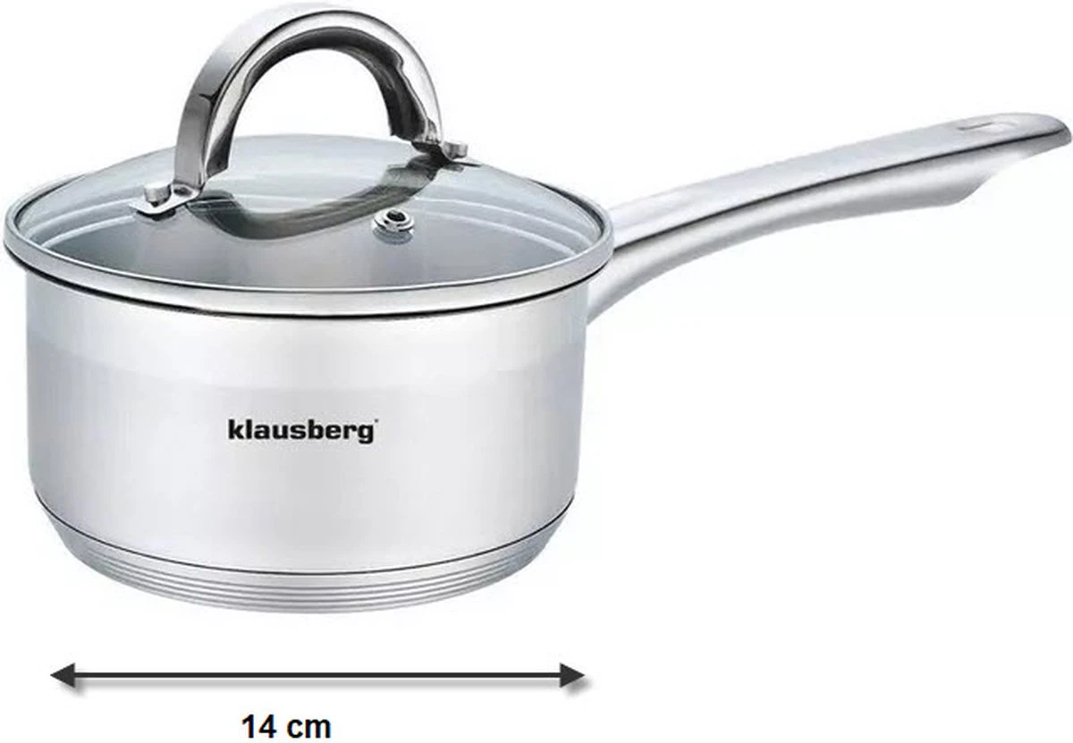 Klausberg 7132 - Steelpan Met Deksel - Sauspan - 14 Cm - 1 Liter 4 Klausberg 7132 - Steelpan Met Deksel - Sauspan - 14 Cm - 1 Liter - Afbeelding 2