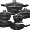 Cheffinger Pannenset - 10 Delig - Marmeren Coating - Inductie - Met Glazen Deksels - Zwart 2 Cheffinger Pannenset - 10 Delig - Marmeren Coating - Inductie - Met Glazen Deksels - Zwart -Woonkeuken Winkel 1200x836