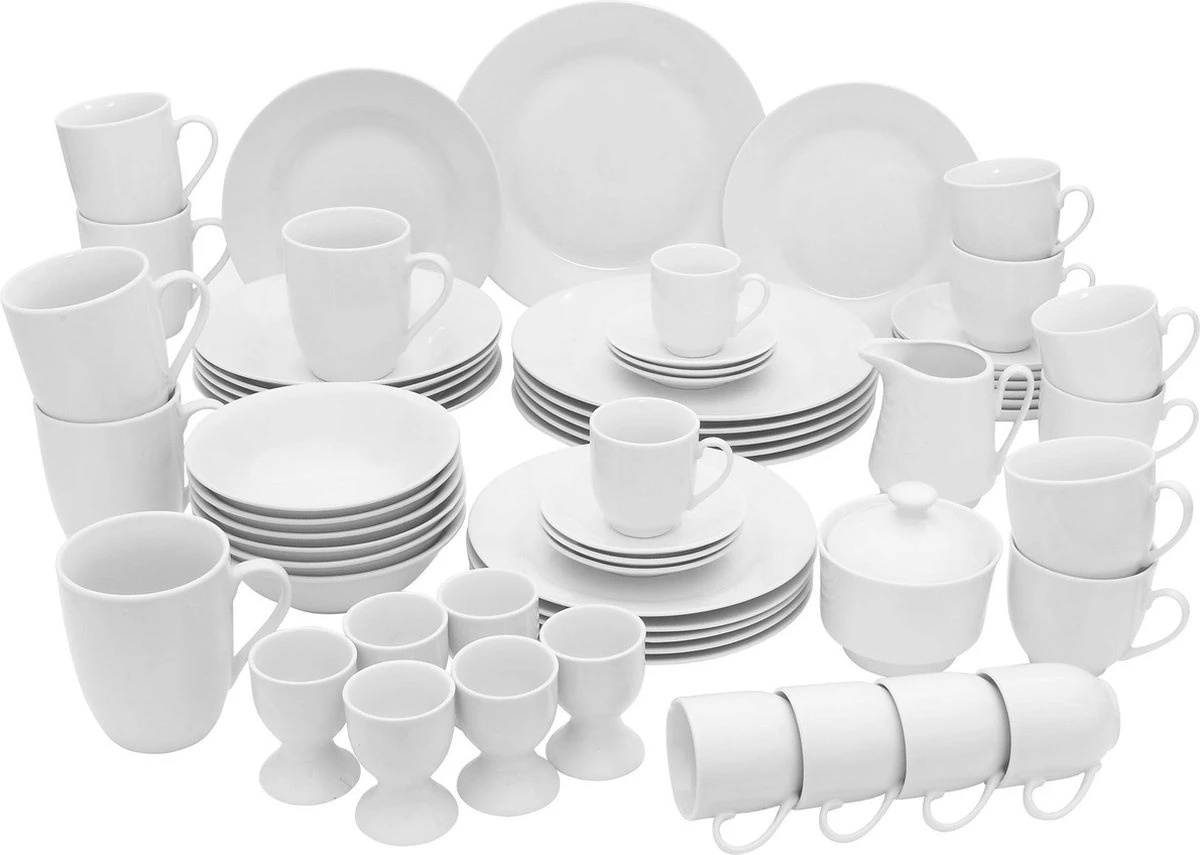 4goodz Porseleinen Servies 6 Persoons 50-delig - Startset - Wit 3 4goodz Porseleinen Servies 6 Persoons 50-delig - Startset - Wit