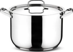 Lagostina Sfisiosa Acciaio SFIZIOSA ACCIAIO 10-delig (hoge Kookpan 22 Cm + Kookpan 18/22 Cm + Hapjespan 24 Cm + Steelpan 14 Cm + Melkpot 12 Cm + Deksels 14/18/22/24 Cm) -Woonkeuken Winkel 1200x867 1