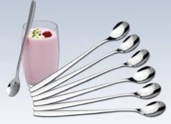 Merkloos Latte Macchiato Lepels – RVS Lange Yoghurt, Dessert Of Koffie Lepeltjes – Set Van 6 Stuks -Woonkeuken Winkel 1200x868