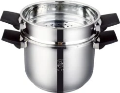 Royal Swiss Snelkookpan / Couscous Pan - 2 In 1 - 10 Liter - Ø 26 Cm - RVS - Inductie - Automatische Sluiting -Woonkeuken Winkel 1200x935