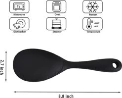 Doodadeals® Siliconen Rijstlepel - Rijst Opscheplepel - Rijstlepel Kunststof - Zwart - 1 Stuk -Woonkeuken Winkel 1200x960