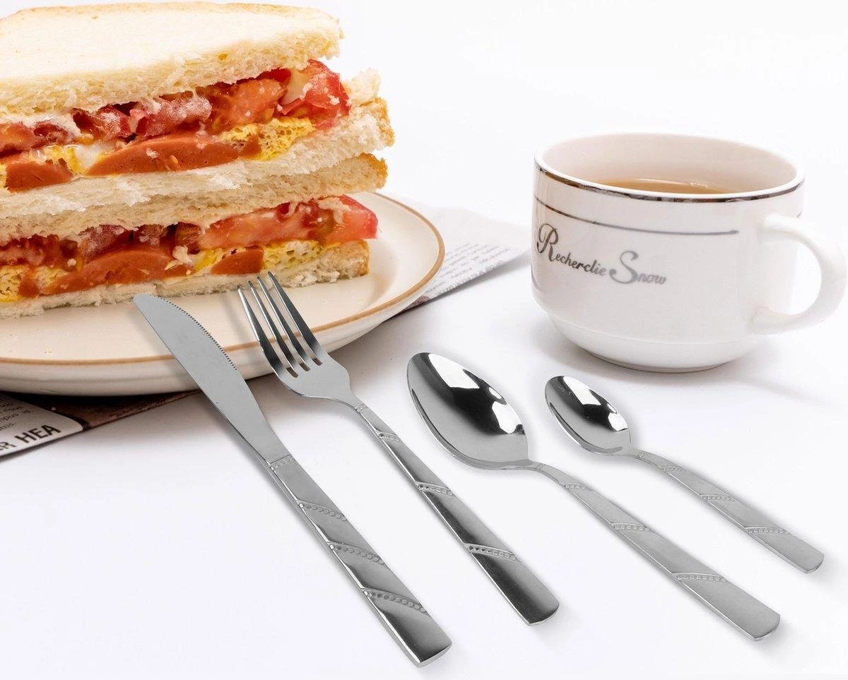 Swiss Pro+ - Bestekset - 12 Persoons - 72-delig - Luxe Opbergkoffer - 18/10 - Premium - Zilver 4 Swiss Pro+ - Bestekset - 12 Persoons - 72-delig - Luxe Opbergkoffer - 18/10 - Premium - Zilver - Afbeelding 2