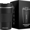 Volcan RVS Koffiebeker To Go Met Sleeve - Thermosbeker - Theebeker - Coffee - Zwart -Woonkeuken Winkel 1200x979