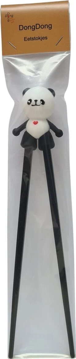 DongDong - Eetstokjes Voor Kinderen - Pandabeer Motief - 22.5 Cm - Zwart Wit -Woonkeuken Winkel 256x1200