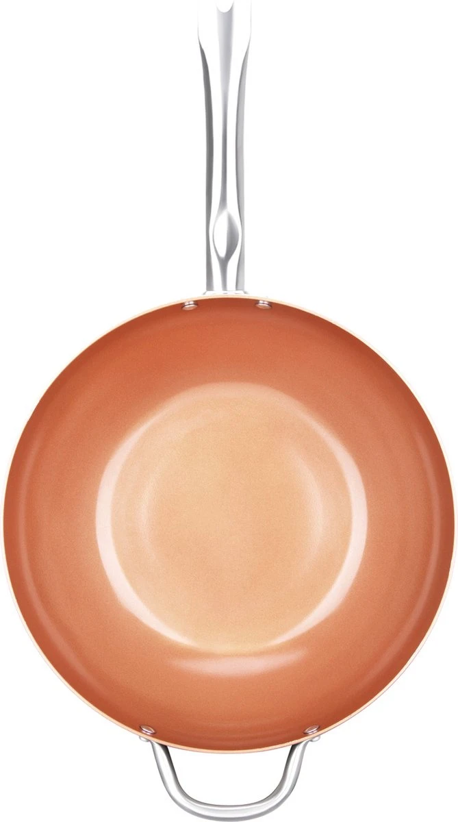 Swiss Pro+ - SP-WK28C - Aluminium Wokpan 28 Cm - Geschikt Voor Alle Warmtebronnen - Koper 4 Swiss Pro+ - SP-WK28C - Aluminium Wokpan 28 Cm - Geschikt Voor Alle Warmtebronnen - Koper - Afbeelding 2