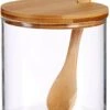 Suikerkom / Suikerpotje Glas Met Bamboe Houten Lepel En Deksel 520 ML -Woonkeuken Winkel 811x1200