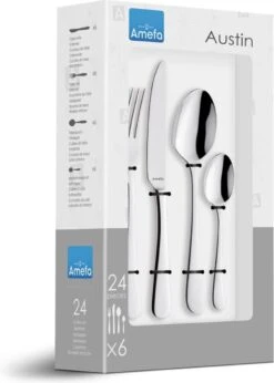 Amefa Austin Bestekset - 24 Delig - 6 Persoons - Zilver -Woonkeuken Winkel 856x1200