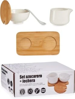 Suiker En Melk Serveren Setje Van Keramiek Met Bamboe 19 Cm -Woonkeuken Winkel 908x1200 1