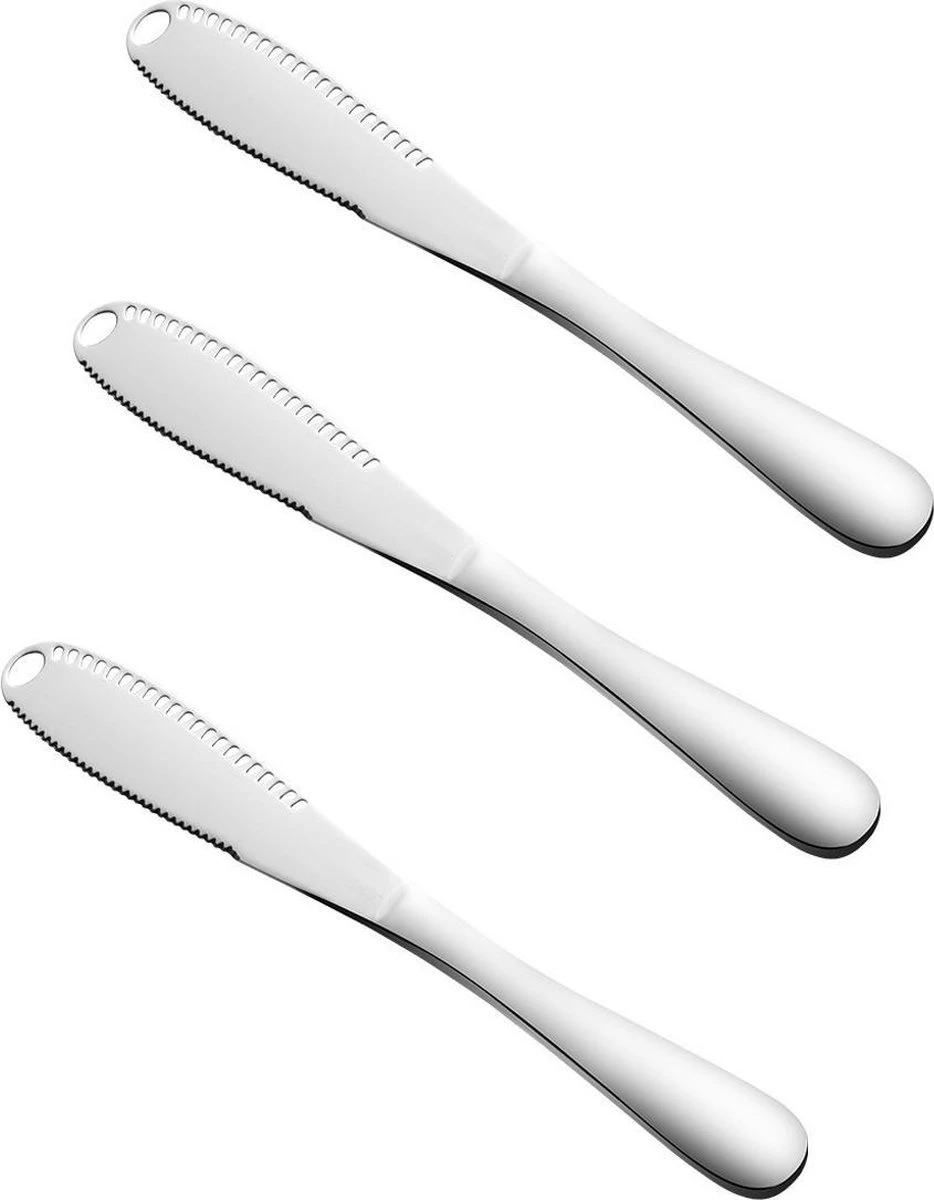 Merkloos Zilverkleurige 3-delige Botermessen Set - Roestvrijstaal - Messenset Voor De Boter - 3 X 20,8 X 1,6 Cm 3 Merkloos Zilverkleurige 3-delige Botermessen Set - Roestvrijstaal - Messenset Voor De Boter - 3 X 20,8 X 1,6 Cm