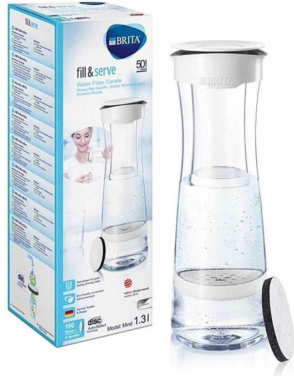 BRITA - Fill&Serve Waterfilterkaraf - 1,3L - Wit Grafiet - Inclusief 1 MicroDisc Waterfilter 11 BRITA - Fill&Serve Waterfilterkaraf - 1,3L - Wit Grafiet - Inclusief 1 MicroDisc Waterfilter - Afbeelding 9